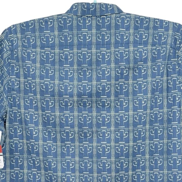 Wrangler Men's Cowboy Short Sleeve Button-up Cactus Print Blue Shirt Size 3XL NW - Picture 4 of 10